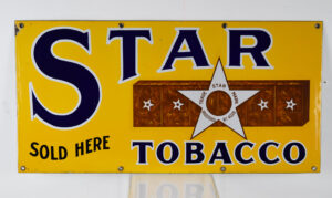 Star Tobacco Sold Here Porcelain Faced Sign
