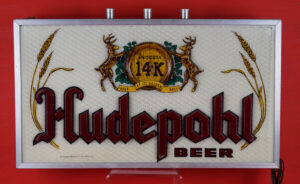 Hudepohl Beer Lighted Double Sided Cabinet Sign Plastic Face
