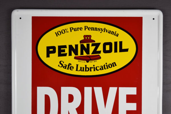 1966 Pennzoil Drive To Here Arrow Self Framed Sign NOS - Image 2