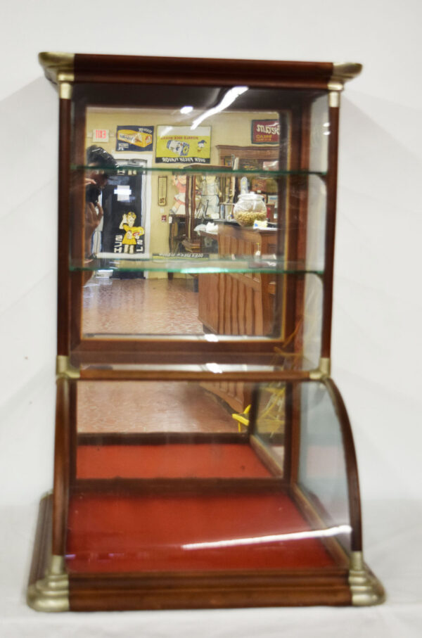 Walnut Curved Glass Country Store Countertop Showcase