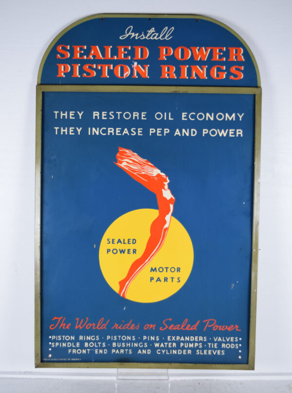 Sealed Power Piston Rings Die Cut Metal Dealer Sleeve Sign