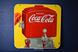 Coca Cola Porcelain Double Sided Fountain Dispenser Sign