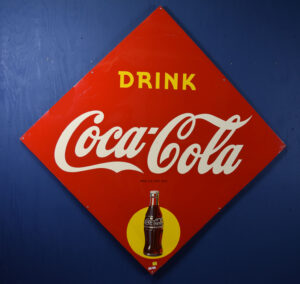 1953 Drink Coca Cola Diamond Shape Metal Sign 60 Inch
