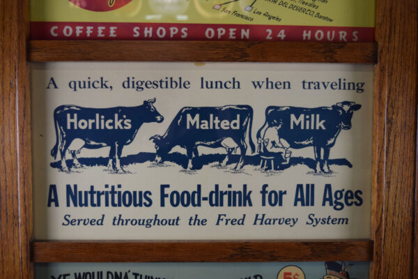 Santa Fe Railroad Train Depot Advertising Board Fred Harvey - Image 3