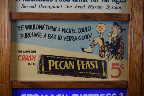 Santa Fe Railroad Train Depot Advertising Board Fred Harvey - Image 4