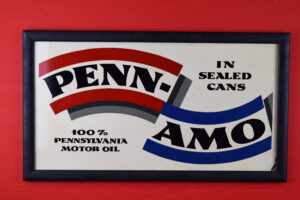 Rare Penn-Amo Motor Oil In Sealed Cans Metal Framed Sign