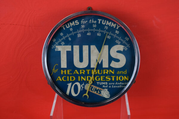 Tums For The Tummy Round Brass Thermometer 10 Cents