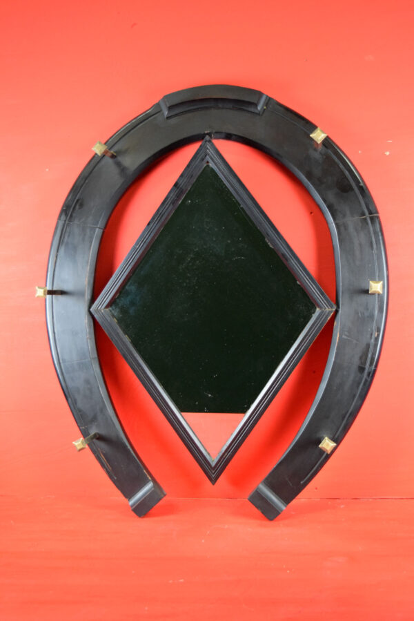 Wooden Horseshoe Shaped Mirror With Hat Rack Coat Rack