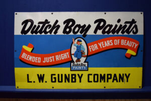 1949 Dutch Boy Paints Embossed Tin Lithograph Sign