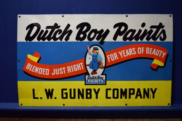 1949 Dutch Boy Paints Embossed Tin Lithograph Sign