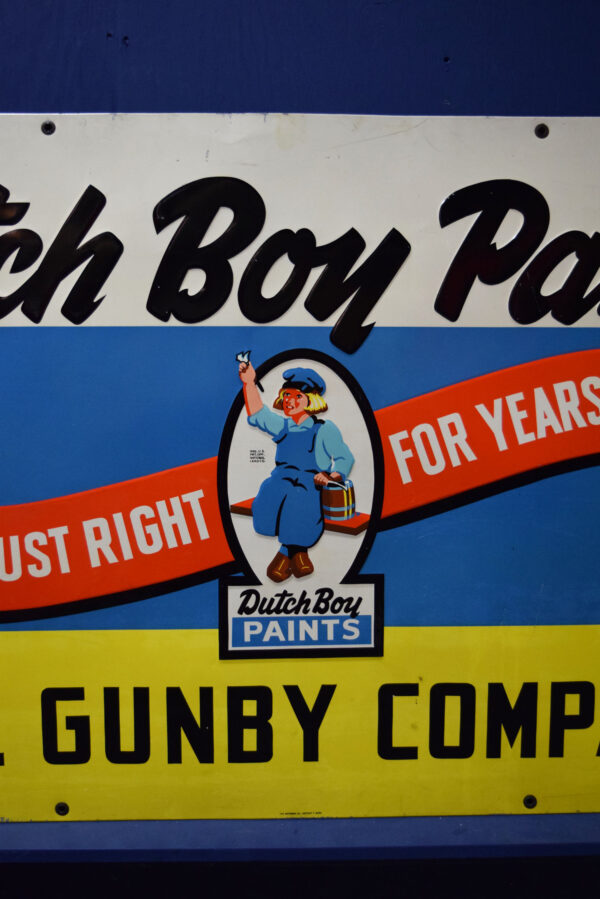 1949 Dutch Boy Paints Embossed Tin Lithograph Sign - Image 3
