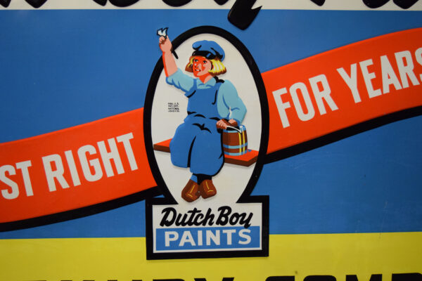 1949 Dutch Boy Paints Embossed Tin Lithograph Sign - Image 13