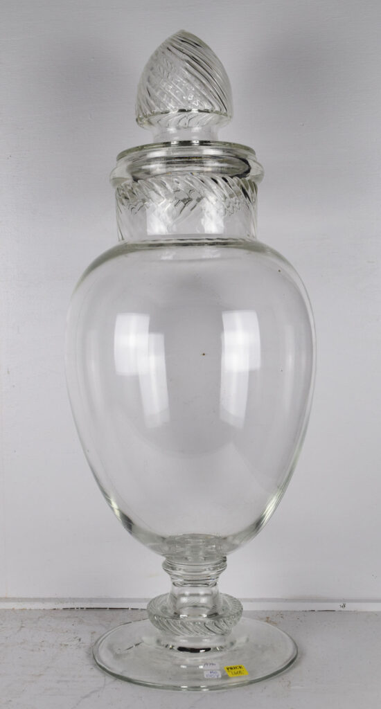 Large 30 Inch Swirl Top Glass Apothecary Jar Candy Jar
