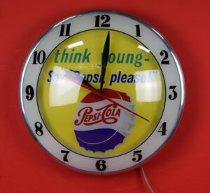 Pepsi Cola Double Bubble Light Up Clock Think Young