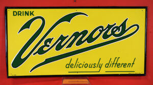 Rare Drink Vernors Deliciously Different Embossed Metal Sign