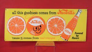 Embossed Nesbitt's Orange Soda Tin Horizontal Sign Nesbitts