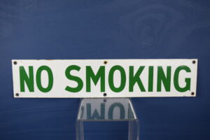 No Smoking Porcelain Horizontal Sign 24 Inches Green Letters