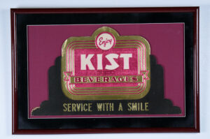 Enjoy Kist Beverages Die Cut Cardboard Sign Soda Fountain