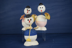 Paper Mache Snowman Candy Containers Three Piece Band
