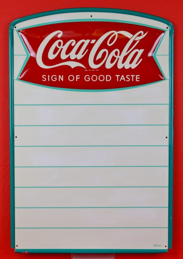 Coca Cola Fishtail Embossed Tin Menu Board TAC# 011195