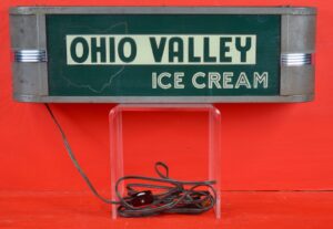 Ohio Valley Ice Cream Reverse Glass Light Up Cabinet Sign