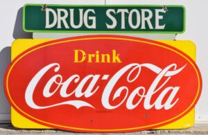 Drink Coca Cola Double Sided Porcelain Sign Canadian 1953