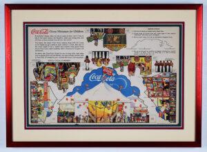 Framed 1927 Coca Cola Circus Miniature For Children Cutout