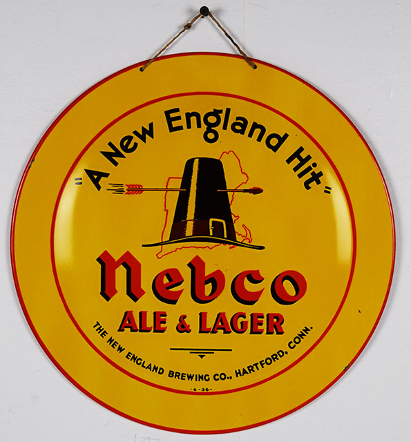 Rare Nebco Ale & Lager Round Beer Sign Hartford Conn
