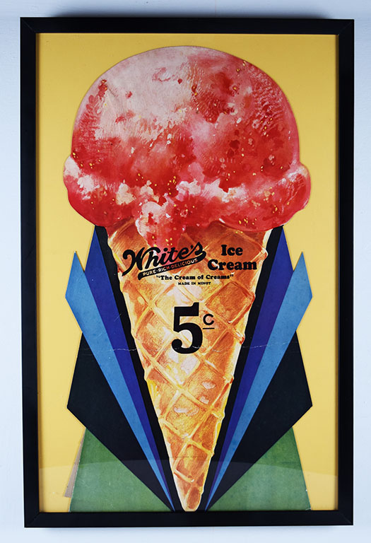 Whites Ice Cream Cone Die Cut Easel Back Cardboard Sign