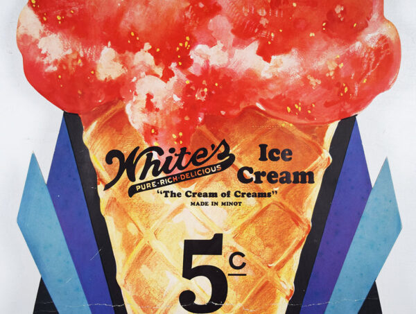 Whites Ice Cream Cone Die Cut Easel Back Cardboard Framed Sign - Image 6