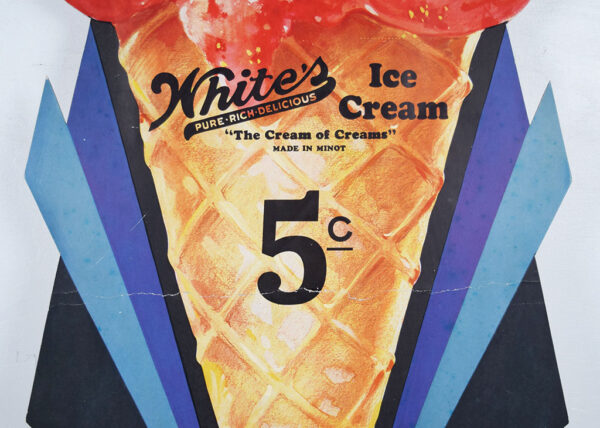 Whites Ice Cream Cone Die Cut Easel Back Cardboard Framed Sign - Image 7