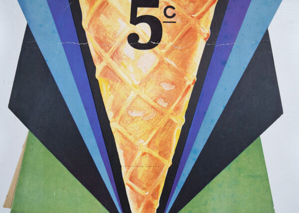Whites Ice Cream Cone Die Cut Easel Back Cardboard Framed Sign - Image 5