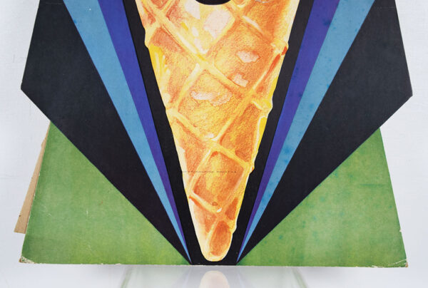 Whites Ice Cream Cone Die Cut Easel Back Cardboard Framed Sign - Image 4