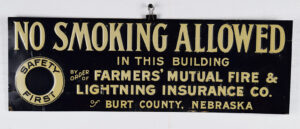 Tin No Smoking Allowed Sign Farmers Mutual Insurance