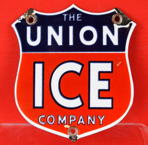 The Union Ice Company Porcelain Die Cut Small Sign