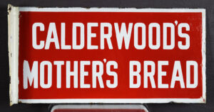 Rare Calderwood's Mother's Bread Porcelain Flange Sign