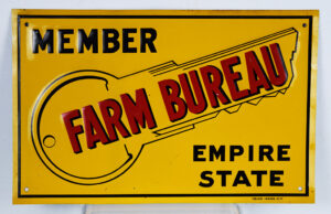 Empire State Farm Bureau Member Embossed Metal Sign 1960s