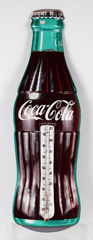 Coca Cola Hobbleskirt Bottle Tin Thermometer Robertson