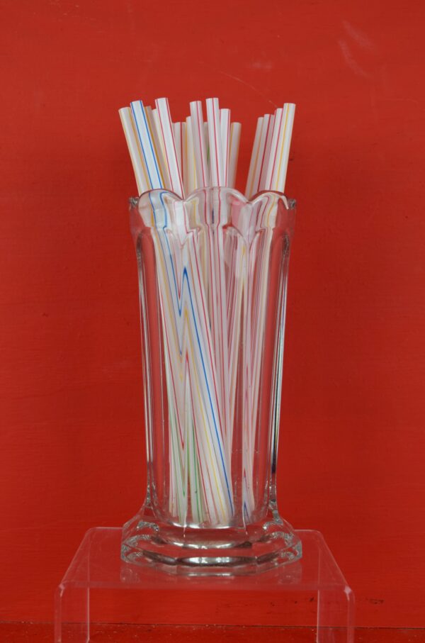 Victorian Pressed Glass Vintage Straw Holder