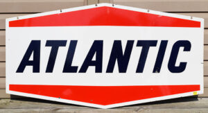 Atlantic Gasoline Double Sided Die Cut Metal Sign 48 Inch