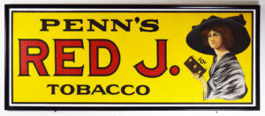 Penns Red J. Tobacco Framed Linen Sign Penn's Red J