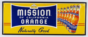 Mission Of California Orange Soda Embossed Tin Sign Framed