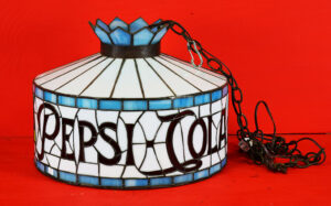 Vintage Pepsi Cola Tiffany Style Stained Glass Hanging Lamp