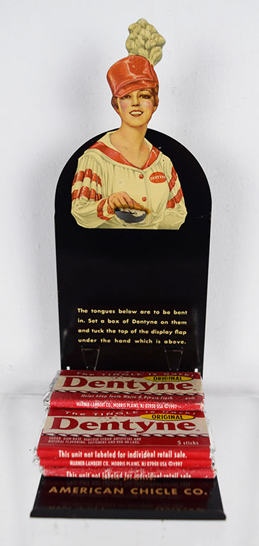 Early Dentyne Gum Tin Litho Die Cut Counter Display Standebay