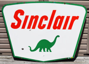 Large Sinclair Gas Double Sided Porcelain Sign Dino Logo