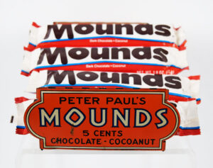 Peter Paul's Mounds 5 Cents Candy Bar Metal Store Display