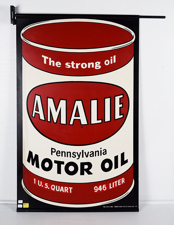 Amalie Pennsylvania Motor Oil Double Sided Tin Hanging Sign