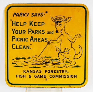 Kansas Forestry Fish And Game Commission Metal Sign 1955