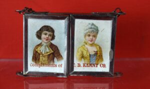Compliments Of CD Kenny Co. Miniature Triple Mirror 1890s