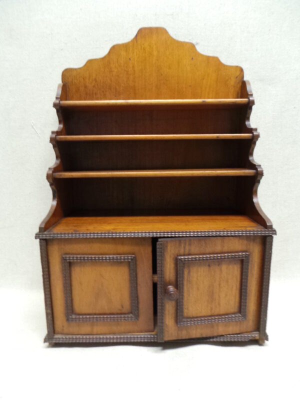 Small Salesman Sample Step Back Cupboard Walnut